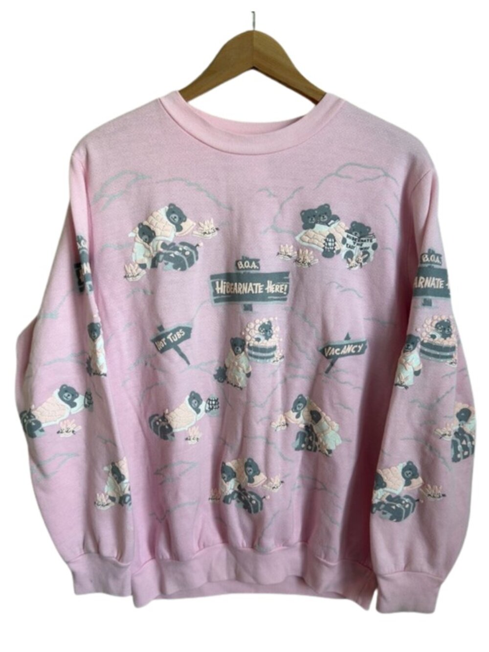 Spumoni by Franco Vintage 80s Bear Pink Sweatshirt Large Acrylic Puffy Print